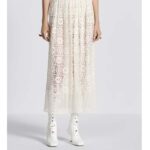Dior Women CD Flared Mid-Length Skirt Ecru Technical Cotton Lace Star Motif - immagine 11