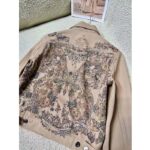 Dior Women CD Jacket Beige Cotton Denim Multicolor Butterfly Around The World Motif - immagine 5