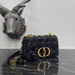 Dior Women CD Medium Dior Caro Bag Black Cannage Tweed - Image 3