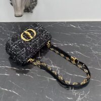 Dior Women CD Medium Dior Caro Bag Black Cannage Tweed (8)
