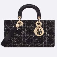 Dior Women CD Medium Lady D-Joy Bag Black Cannage Tweed (1)