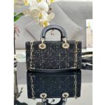 Dior Women CD Medium Lady D-Joy Bag Black Cannage Tweed – Image 3