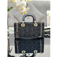 Dior Women CD Medium Lady D-Joy Bag Black Cannage Tweed (1)