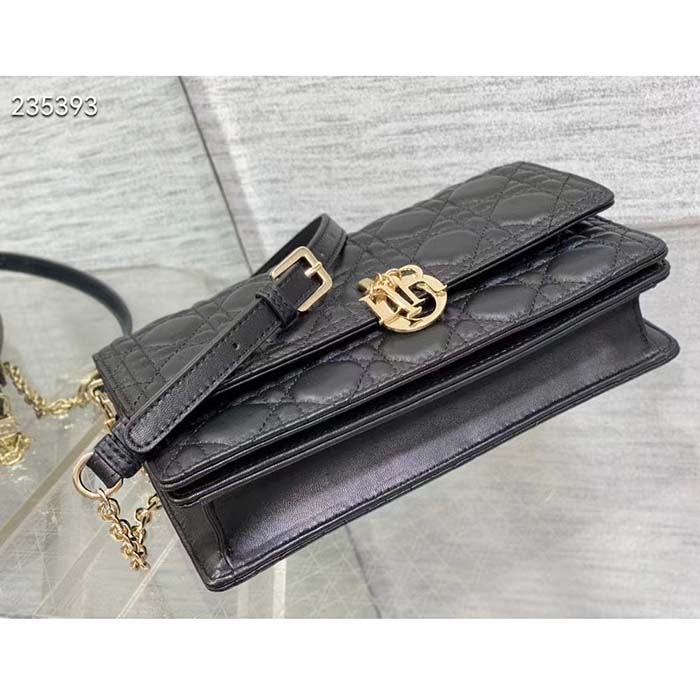 Dior Women CD Miss Dior Top Handle Bag Black Cannage Lambskin