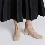 Dior Women CD Naughtily-D Heeled Ankle Boot Embroidered Signature Suede Calfskin Laces – Image 13