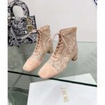 Dior Women CD Naughtily-D Heeled Ankle Boot Embroidered Signature Suede Calfskin Laces – Image 4
