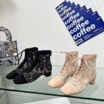 Dior Women CD Naughtily-D Heeled Ankle Boot Embroidered Signature Suede Calfskin Laces – Image 6