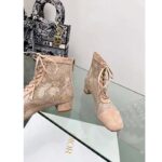 Dior Women CD Naughtily-D Heeled Ankle Boot Embroidered Signature Suede Calfskin Laces – Image 5
