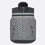 Dior Donna CD Piumino reversibile senza maniche in taffetà tecnico trapuntato obliquo blu ecru