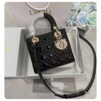 Dior Women CD Small Lady Dior Bag Black Patent Cannage Calfskin (1)