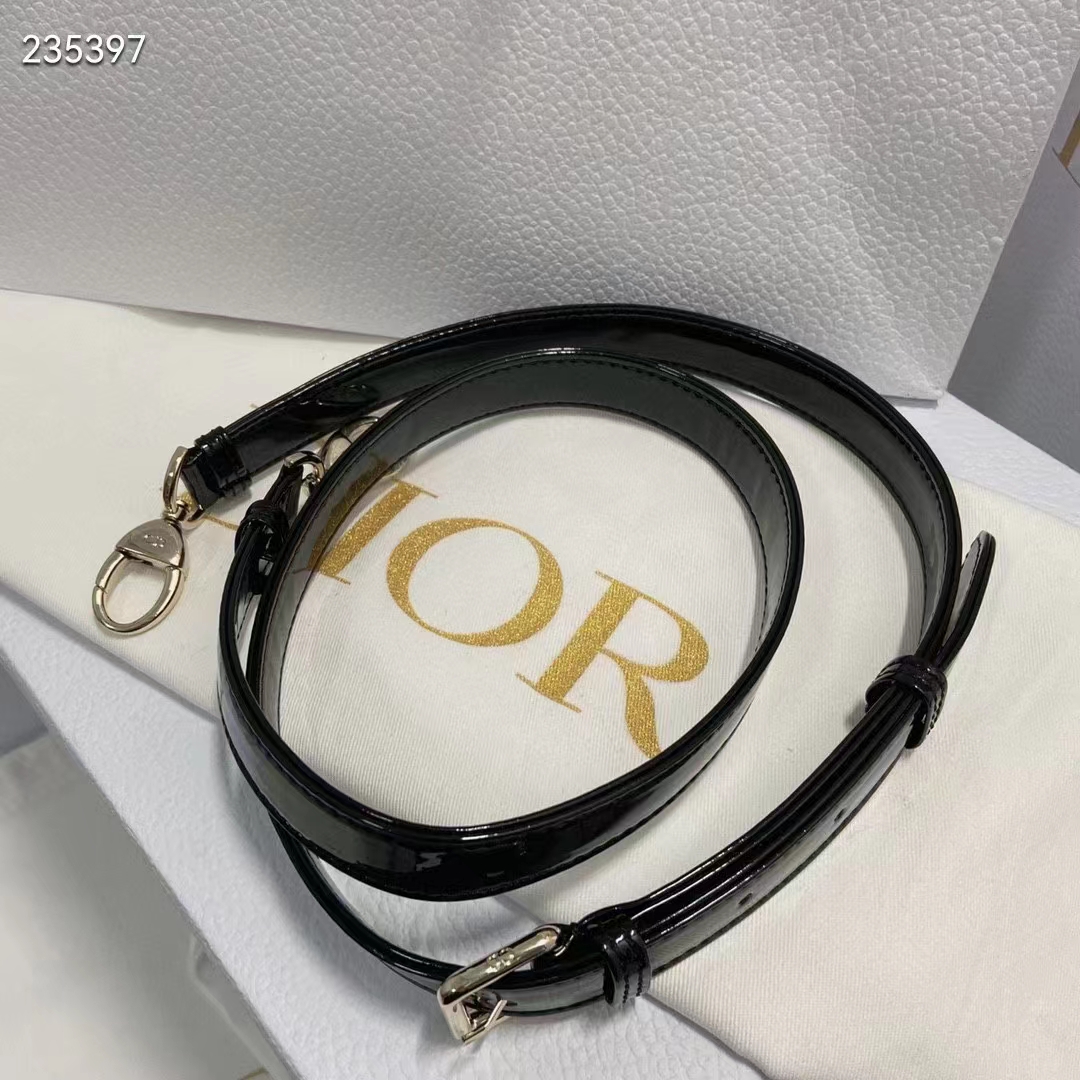 Dior Women CD Small Lady Dior Bag Black Patent Cannage Calfskin