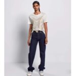 Dior Women CD T-Shirt White Cotton Jersey Gold-Tone Butterfly Around The World Motif - Image 10