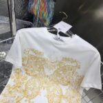 Dior Women CD T-Shirt White Cotton Jersey Gold-Tone Butterfly Around The World Motif - Image 3