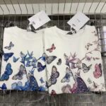 Dior Women CD T-Shirt White Cotton Jersey Pastel Pink Toile De Jouy Mexico Motif – Bild 5