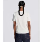 Dior Women CD T-Shirt White Cotton Linen Jersey Pastel Midnight Blue Butterfly Around The World Motif - Image 15