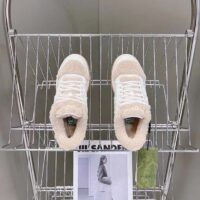 Gucci GG Unisex MAC80 Sneaker Off White Leather Merino Wool Round Toe Rubber Flat (10)