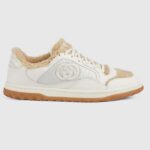Gucci GG Unisex MAC80 Sneaker Off White Leather Merino Wool Round Toe Rubber Flat