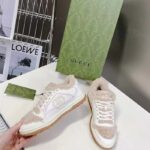 Gucci GG Unisex MAC80 Sneaker Off White Leather Merino Wool Round Toe Rubber Flat - Imagen 6