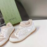 Gucci GG Unisex MAC80 Sneaker Off White Leather Merino Wool Round Toe Rubber Flat - Imagen 7