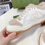 Gucci GG Unisex MAC80 Sneaker Off White Leather Merino Wool Round Toe Rubber Flat - Imagen 9