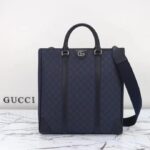 Gucci GG Unisex Ophidia Medium Tote Bag Blue Black GG Supreme Tender Canvas - Image 2