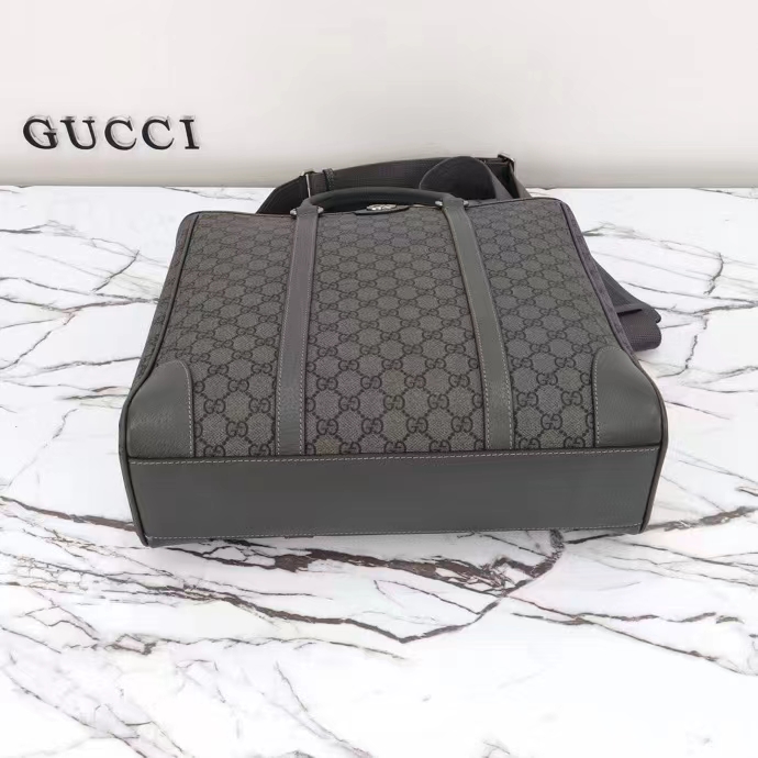 Gucci GG Unisex Ophidia Medium Tote Bag Grey Black GG Supreme Tender Canvas