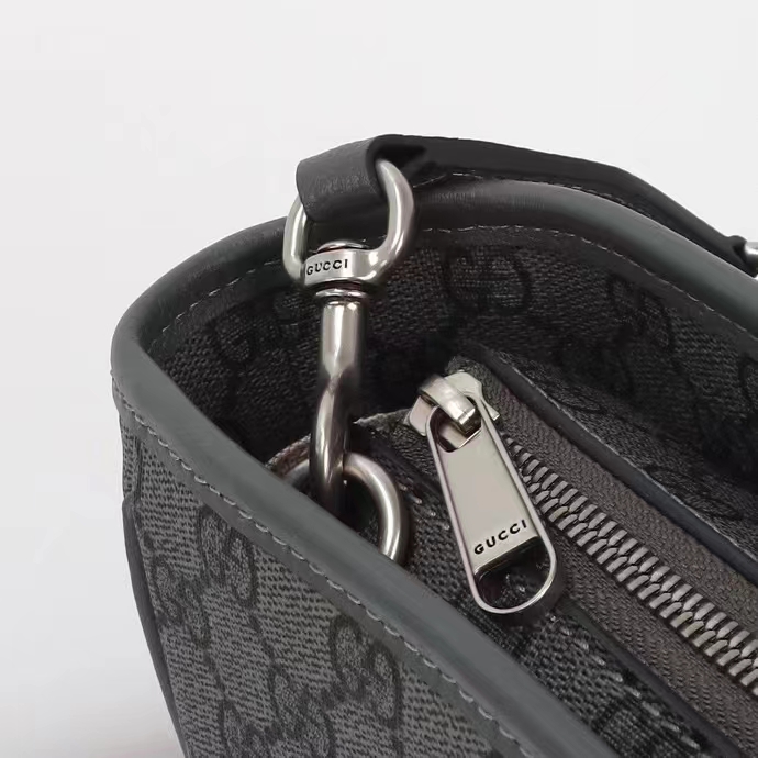 Gucci GG Unisex Ophidia Medium Tote Bag Grey Black GG Supreme Tender Canvas