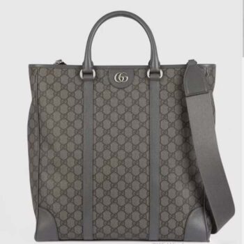 Gucci GG Unisex Ophidia Medium Tote Bag Grey Black GG Supreme Tender Canvas