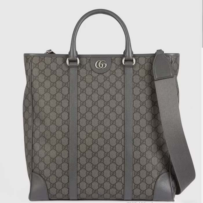 Gucci GG Unisex Ophidia Medium Tote Bag Grey Black GG Supreme Tender Canvas