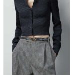 Gucci GG Unisex Thin Belt Mini Round Interlocking G Black Leather 1.5 CM Width - Imagen 8