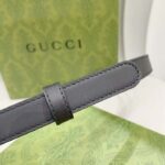 Gucci GG Unisex Thin Belt Mini Round Interlocking G Black Leather 1.5 CM Width - Imagen 6