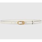 Gucci GG Unisex Tunt Bälte Mini Runt Sammankopplat G Vitt Läder 1,5 cm Bredd