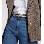 Gucci GG Unisex Thin Belt Mini Round Interlocking G White Leather 1.5 CM Width - Bild 4