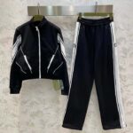 Gucci GG Men Cotton Jersey Zip Jacket Black Lightweight Felted Point Collar Long Sleeves - Image 2