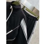 Gucci GG Men Cotton Jersey Zip Jacket Black Lightweight Felted Point Collar Long Sleeves - Image 7