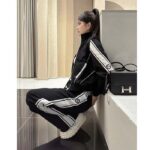 Gucci GG Women Cotton Jersey Zip Jacket Black Lightweight Felted Point Collar Long Sleeves - Image 13