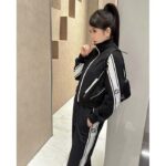 Gucci GG Women Cotton Jersey Zip Jacket Black Lightweight Felted Point Collar Long Sleeves - Image 14