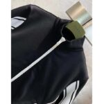 Gucci GG Men Cotton Jersey Zip Jacket Black Lightweight Felted Point Collar Long Sleeves - Image 4