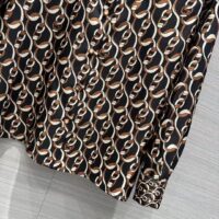 Gucci GG Women Interlocking G Chain Print Silk Shirt Point Collar Long Sleeves (7)