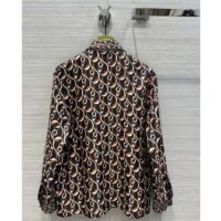 Gucci GG Women Interlocking G Chain Print Silk Shirt Point Collar Long Sleeves (7)