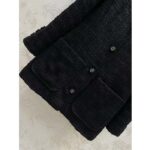 Gucci GG Women Tweed Mélange Jacket Black Self-Covered Buttons Interlocking G Lined V-Neck - Image 5