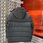 Gucci Men GG Black Jacquard Nylon Padded Coat Camel Brown Interlocking G Stripe Down Goose Feather - Imagen 4