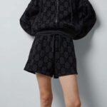 Gucci Men GG Brushed Cotton Short Black Elastic Waist Drawstring Rear Patch Two Side Pockets - Bild 7