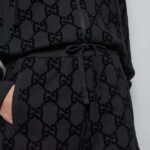 Gucci Men GG Brushed Cotton Short Black Elastic Waist Drawstring Rear Patch Two Side Pockets - Bild 9