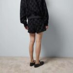 Gucci Men GG Brushed Cotton Short Black Elastic Waist Drawstring Rear Patch Two Side Pockets - Bild 8