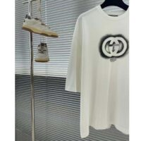 Gucci Men GG Cotton Jersey Interlocking Graffiti T-Shirt Off White Crewneck Dropped Shoulder Short Sleeves (2)