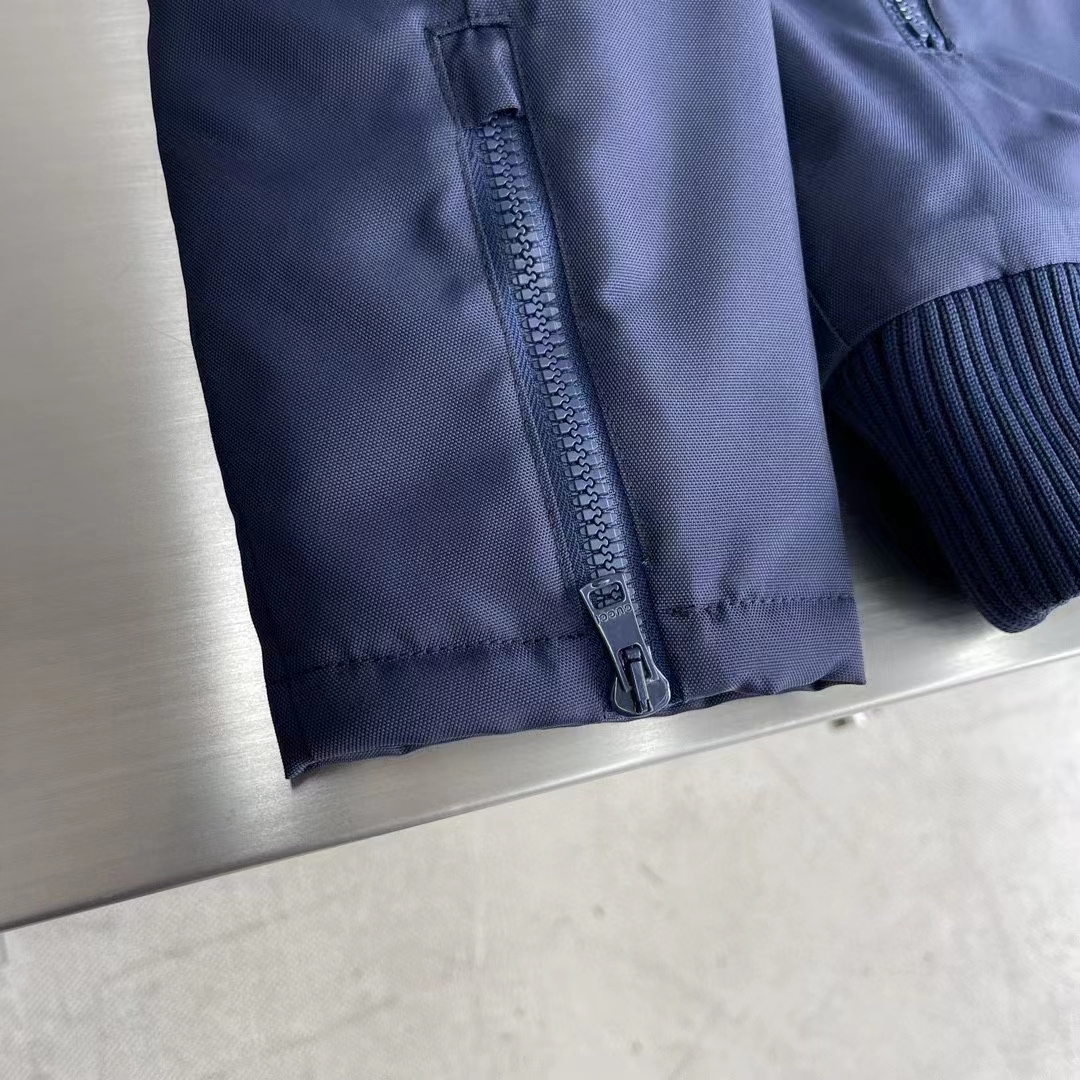 Gucci Men GG Nylon Canvas Zip Jacket Dark Blue Interlocking G Embroidered High Neck (11)