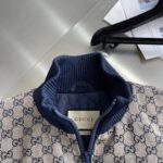 Gucci Men GG Nylon Canvas Zip Jacket Dark Blue Interlocking G Embroidered High Neck - Imagen 4