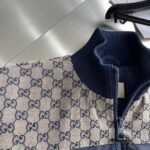 Gucci Men GG Nylon Canvas Zip Jacket Dark Blue Interlocking G Embroidered High Neck - Imagen 5