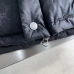 Gucci Men GG Nylon Jacquard Jacket Web Black Stripe Lined Fixed Hood Rib Cuffs - Image 7